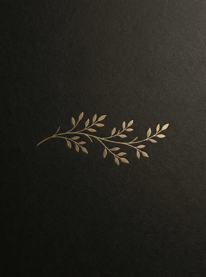 ORA gift card with a brass botanical motif